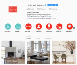 Design Within Reach Instagram profile example