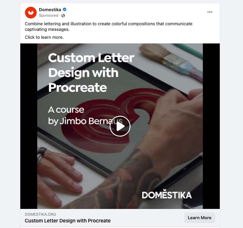 Facebook ad for Domestika