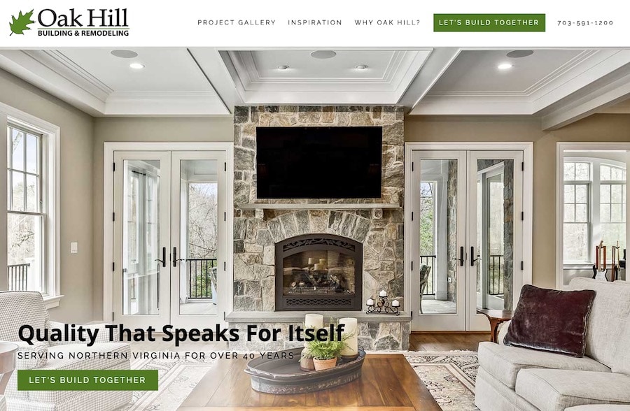 oak hill building website homepage