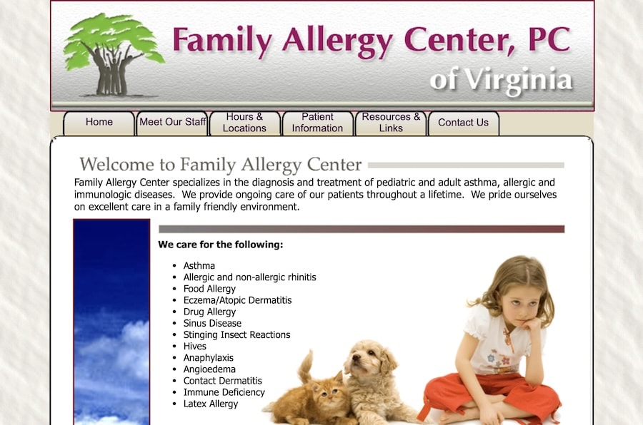 Family Allergy Center old design