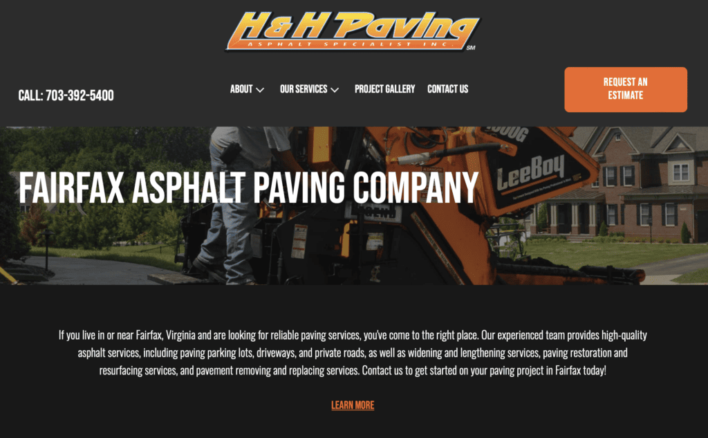 H&H Paving local SEO pages