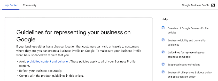 google business profile guidelines