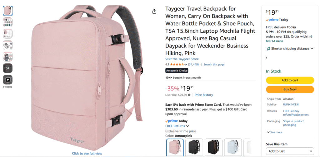 Product in Amazon store